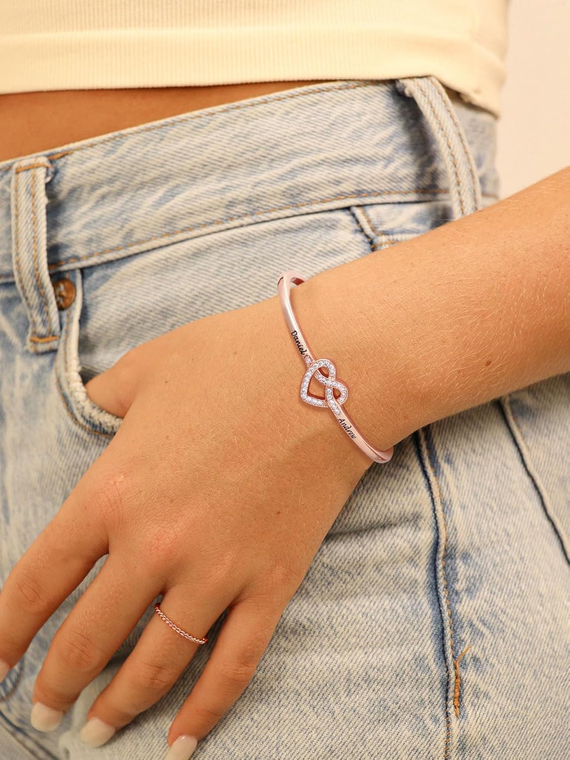 KeyStyle Love Knot Bracelet for Women, Tie The Knot Bracelets Bridesmaid Gift 14K Gold Plated Stackable Bangle for Party Prom Minimalist Jewelry - Image 3