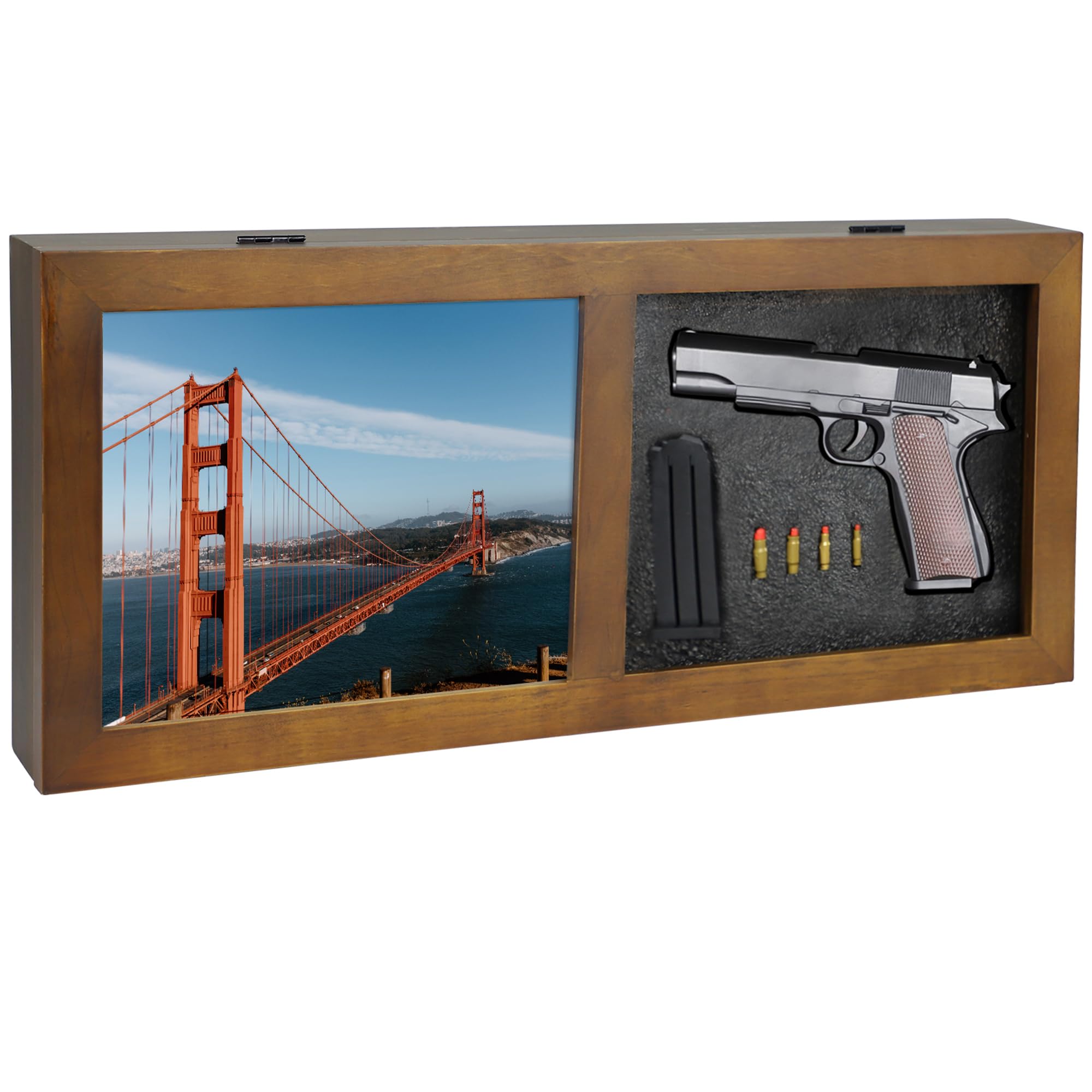 HOROW 2 Hidden Handgun Gun Picture Frame Wooden Concealment Pistols