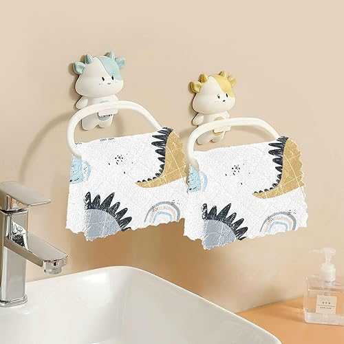 Miniatura 6 de FRODOTGV Cute Dinosaurs Rainbows Soft Decorative Kitchen Towels and Dishcloths Fast Drying Set of 6 Microfiber Drying Towel Kitchen for Restaurant