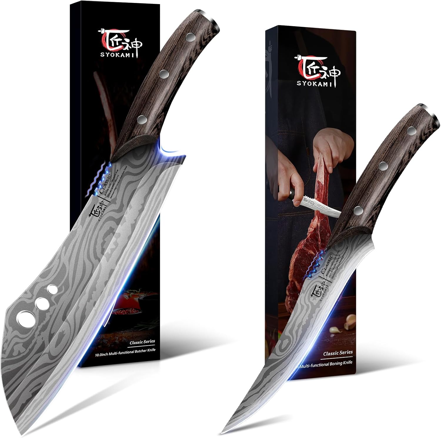 Butcher Knife 10 Inch, Japanese Style+Boning Knife 6.7 Inch