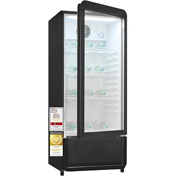 Exquisit 200 L Drinks Fridge with Glass Door - Recirculation & LED - Black [Energy Class D]