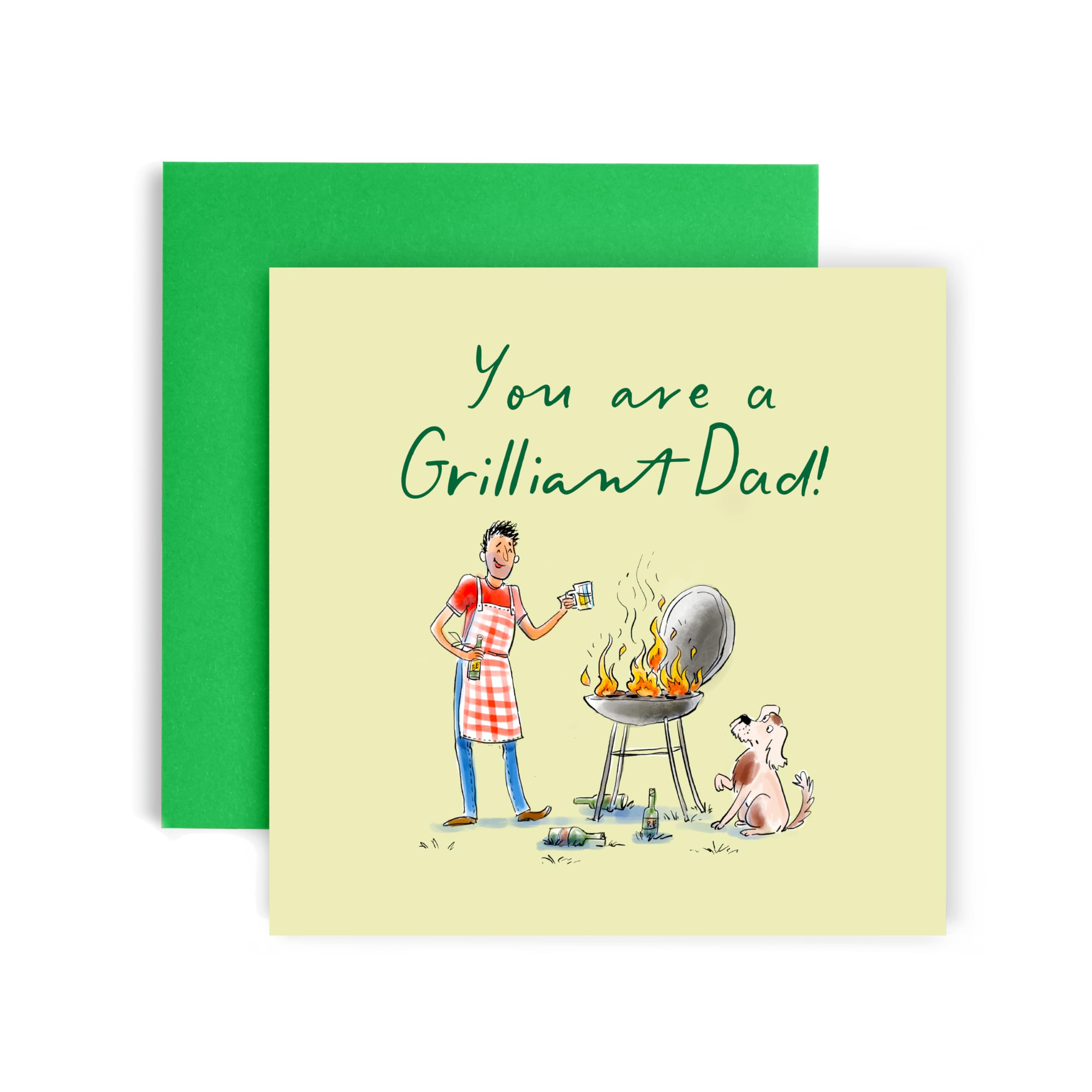 Huxters Birthday Card for Dad Him Men – Dad BBQ King Illustration - Father's Day Card - Dad Special card from Daughter Son - 14.8cm