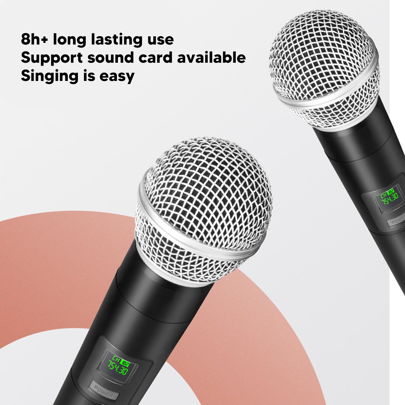 Marhynchus Drahtloses UHF-Mikrofonsystem, 4-Kanal-Handmikrofon mit -Geräuschunterdrückung, 30 M Reichweite für Karaoke-Gesangspartys Im Duett