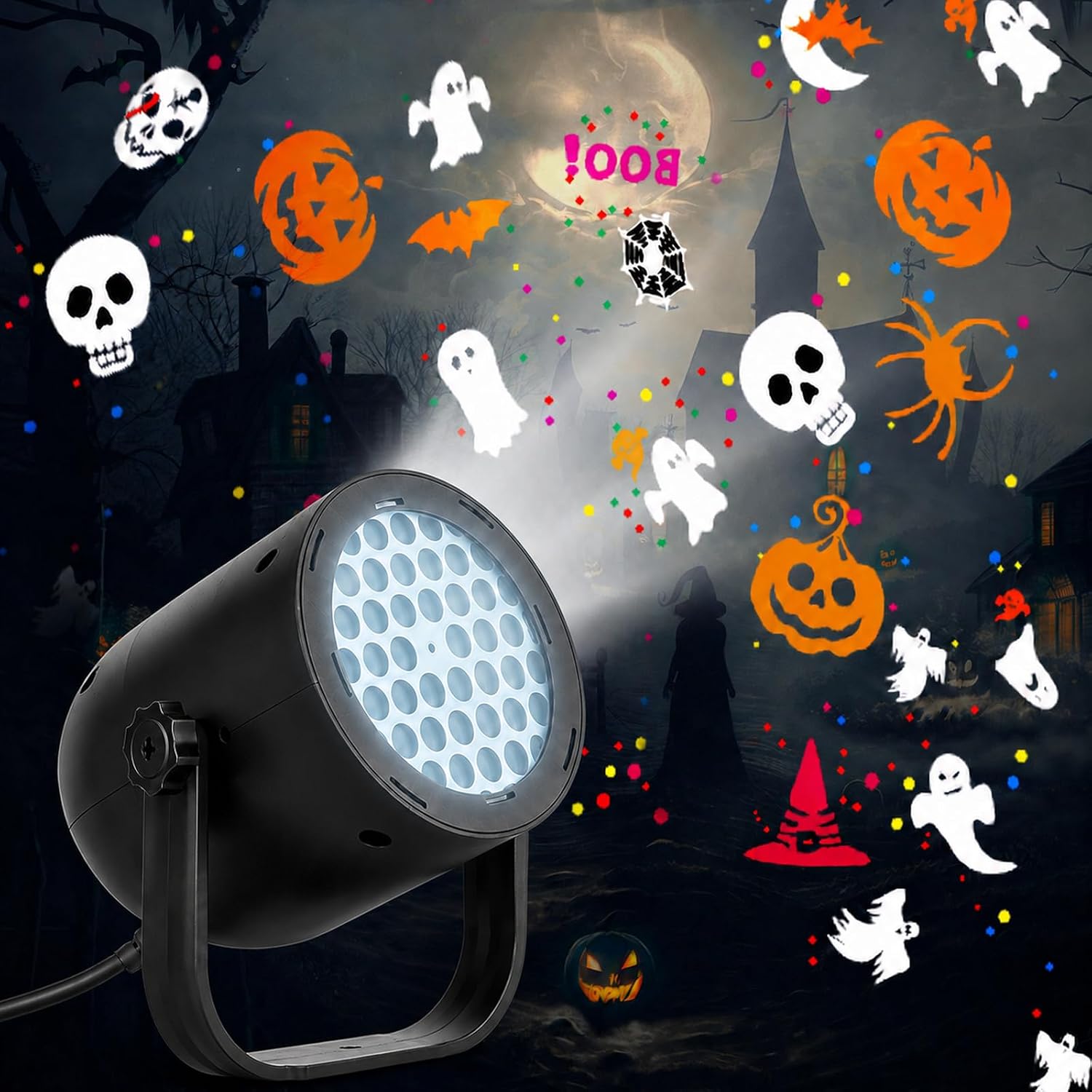 Halloween Projector Lights Outdoor/Indoor, Led Lights Projector for Halloween Decorations,USB-Powered Gifts, Holiday Projector for Halloween Party