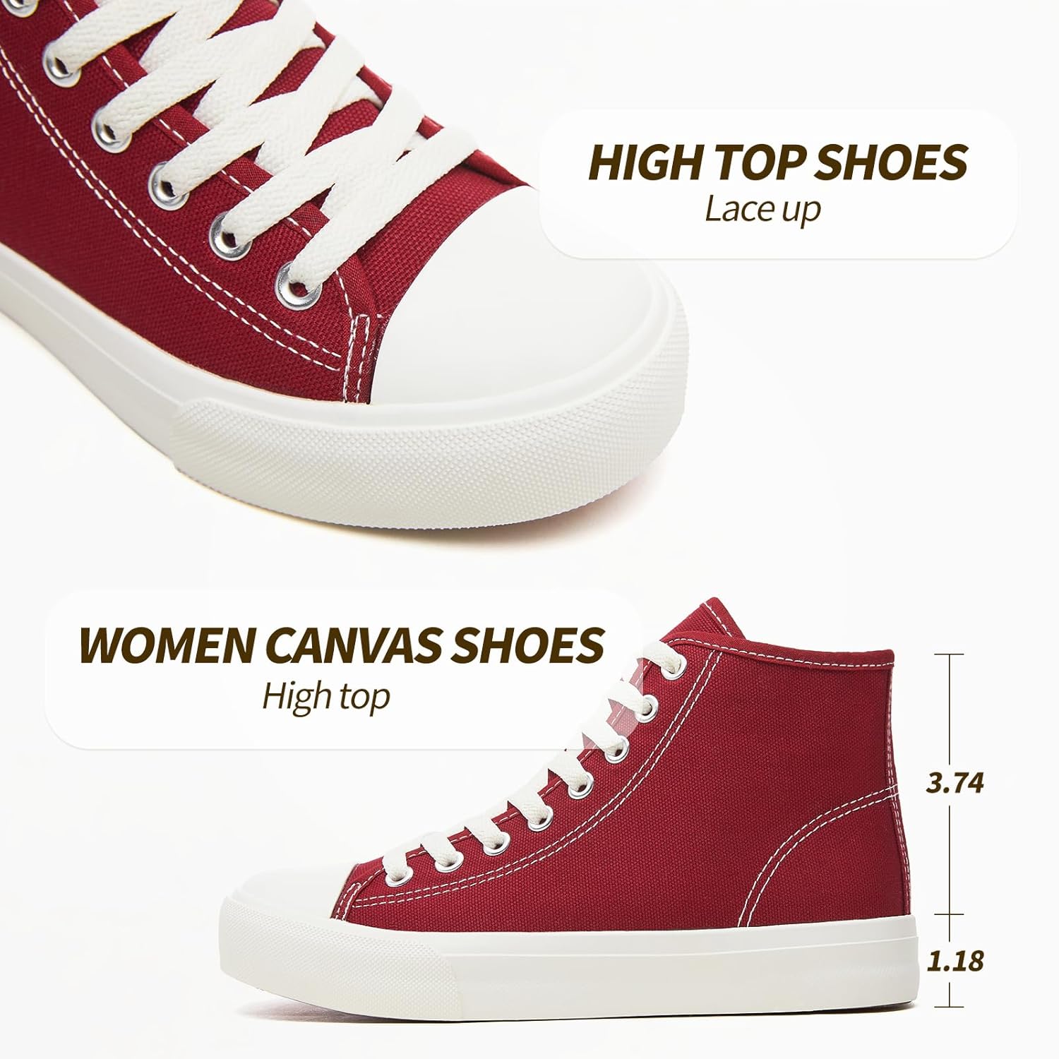 Uoidru High Top Sneakers for Women Canvas Shoes White Canvas High Tops Women Casual Shoes Lace Up Fashion Sneakers - Image 5