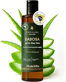 Babosa Puro Gel de Aloe Vera AhoAloe 250ml - Gel Multifuncional Corporal e Capilar - Textura Leve e Refrescante - Ingredientes Naturais - Todos os Tipos de Pele e Cabelo