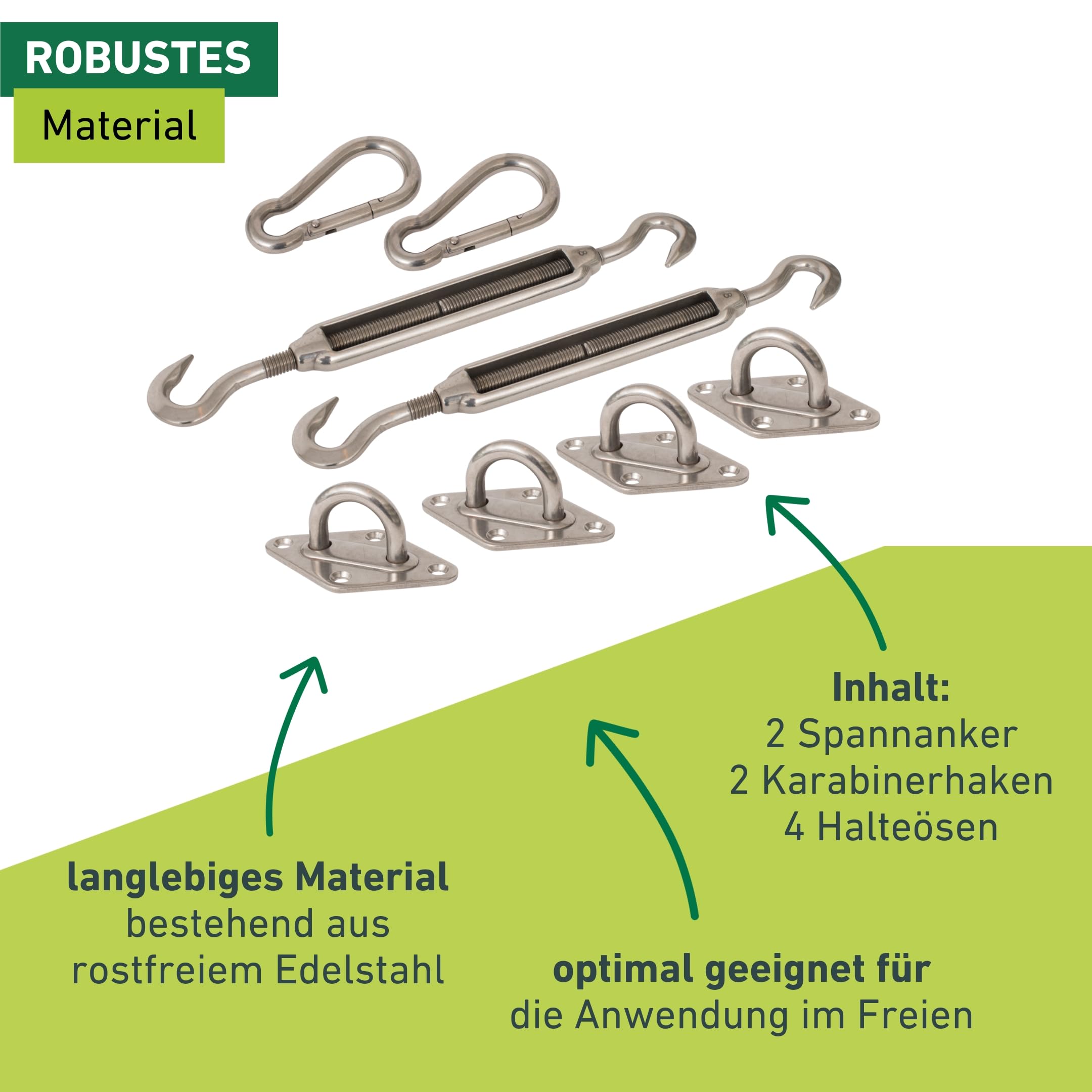 Windhager Sonnensegel Befestigungsset, Montageset, Zubehör für Sonnenschutz, Segel Befestigungs Kit, robust, witterungsbeständig
