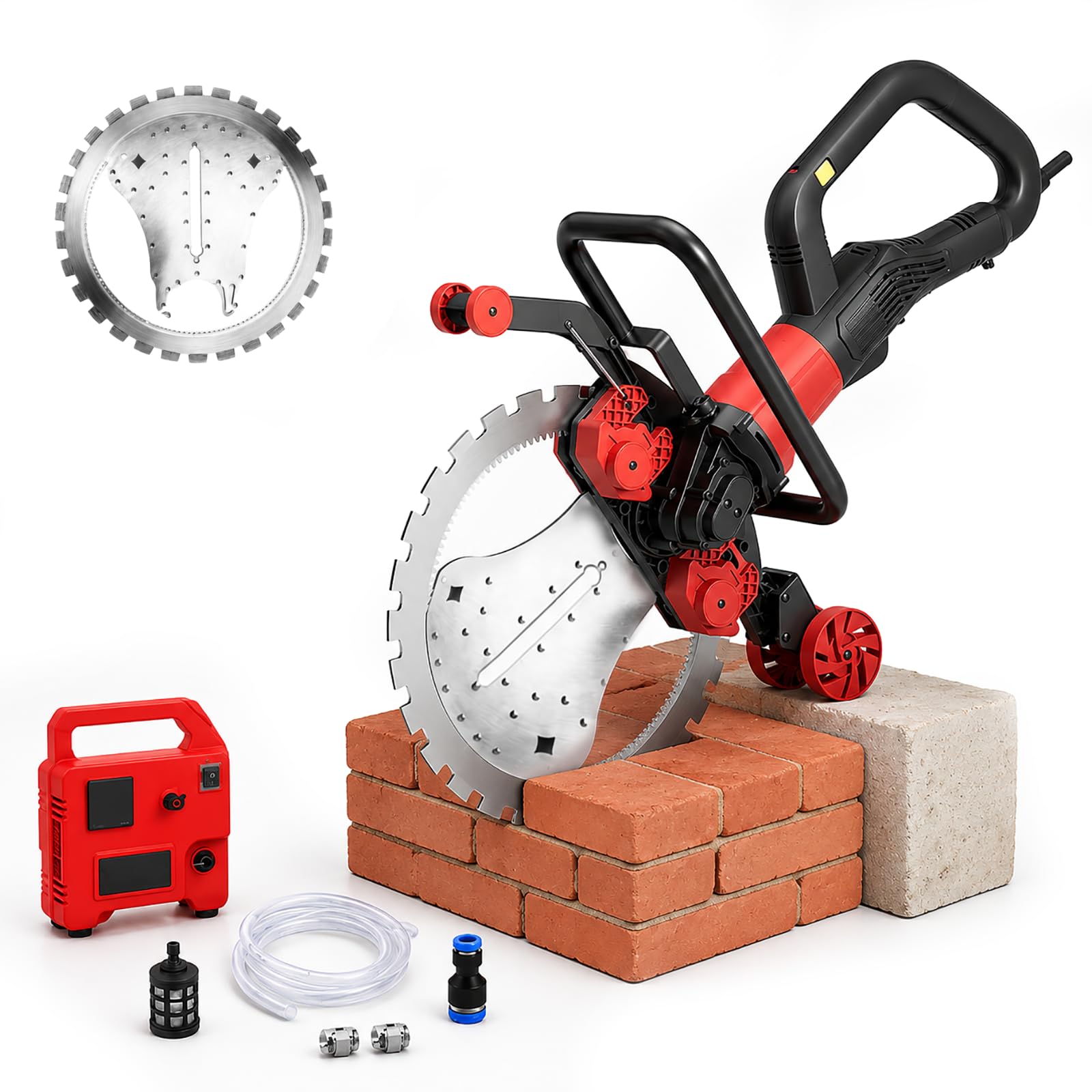 HCAUYNN Wall Chaser Concrete Saw, 9980W Cutting Machine - Water-Assisted Dust-Reduced Cutter for Door Openings, Brick, Stone and Concrete 1*saw