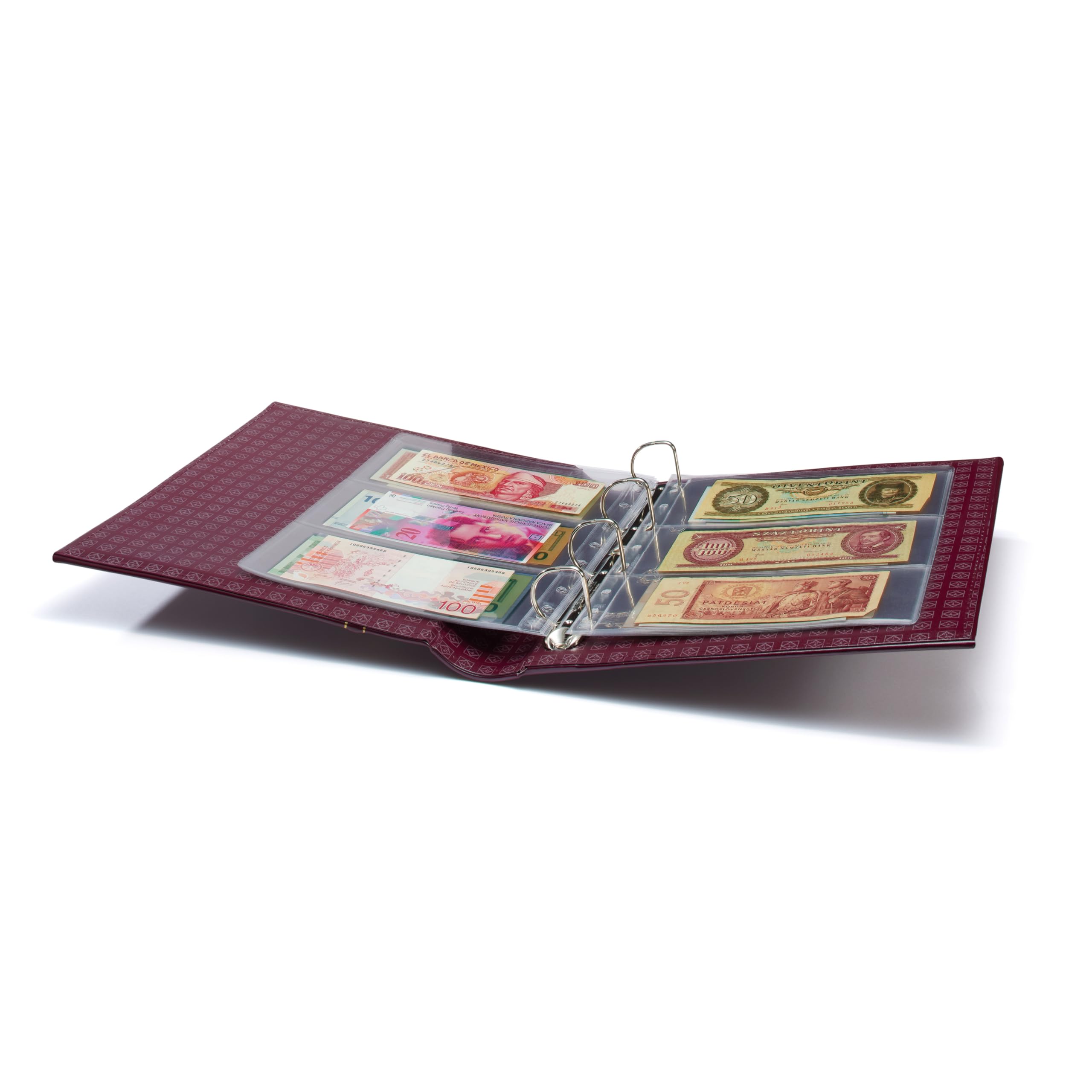 Leuchtturm 300787 Album per Monete Grande - Raccoglitore ad Anelli per l'autoprogettazione in Design Classico - Incluso Astuccio - Rosso