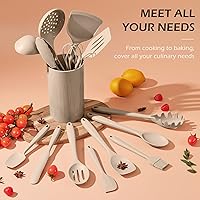 Vista 7 de 15-Piece Kitchen Cooking Utensils Set with Holder, Homikit Heat Resistant Food Grade Silicone Kitchen Utensils include Slotted Spatula Ladle Turner