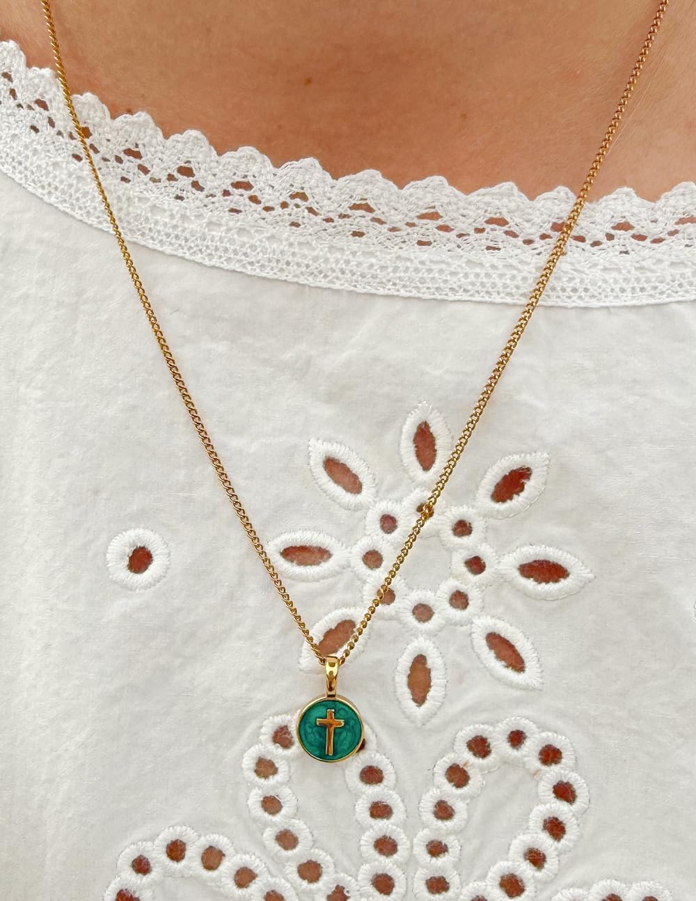 Elevated Faith Emerald Agape Cross Pendant Necklace