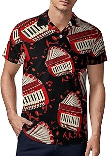 Accordion Player Folk Music Golf Shirts for Men Print Polo Shirt T Shirts Casual Tops