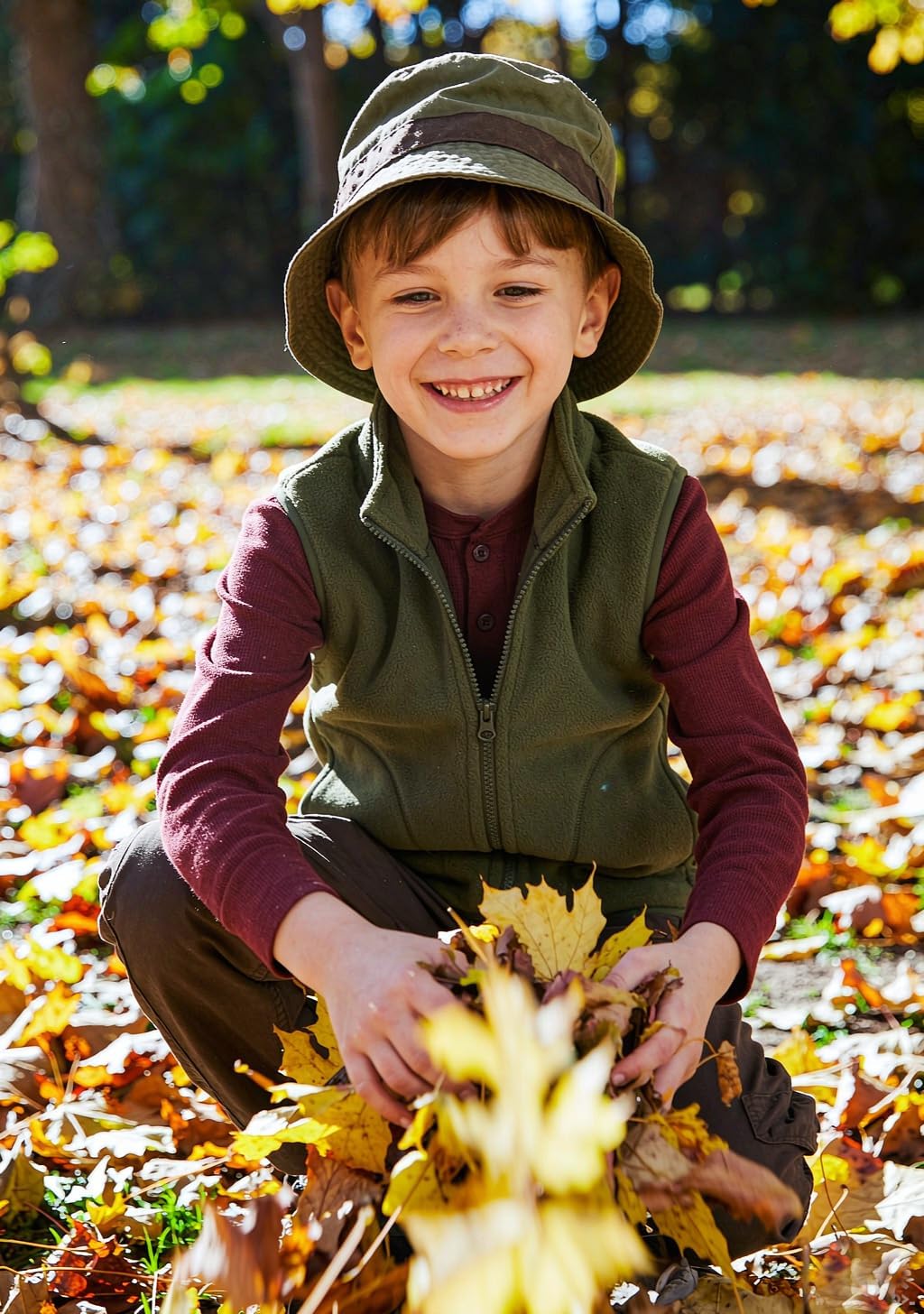 Kids Polar Fleece Vest Full-Zip Warm Lightweight Outwear 3-12Years