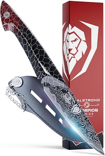 Dalstrong Cuchillo de pelar - 4 pulgadas - Serie Scorpion - Exclusivo acero japonés V12 Ultra - Damasco negro - Mango de resina de panal negro y
