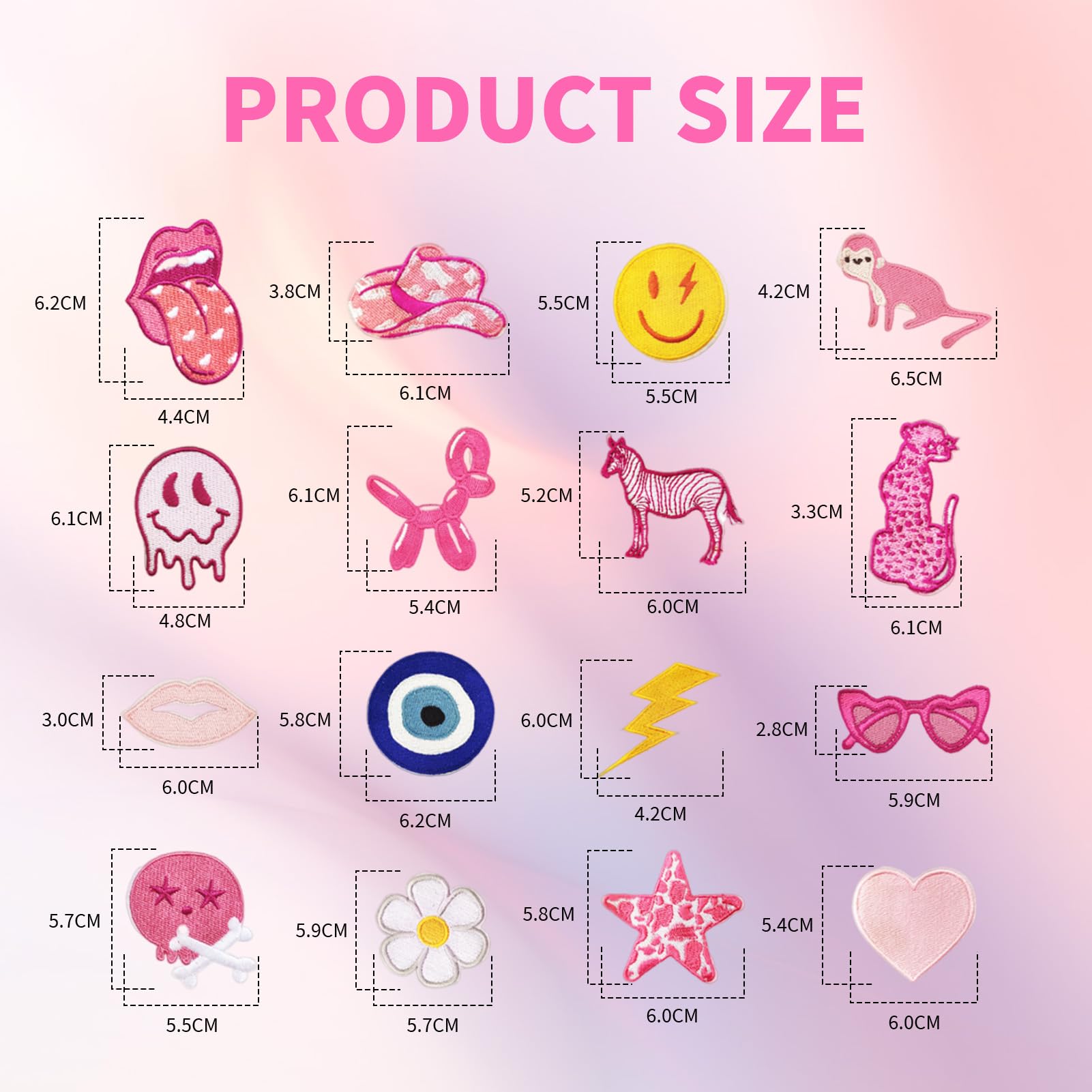 20Pcs Preppy Iron-On Patches - Pink Cowgirl Embroidered Appliques For DIY Clothing, Hats, Backpacks & Jeans