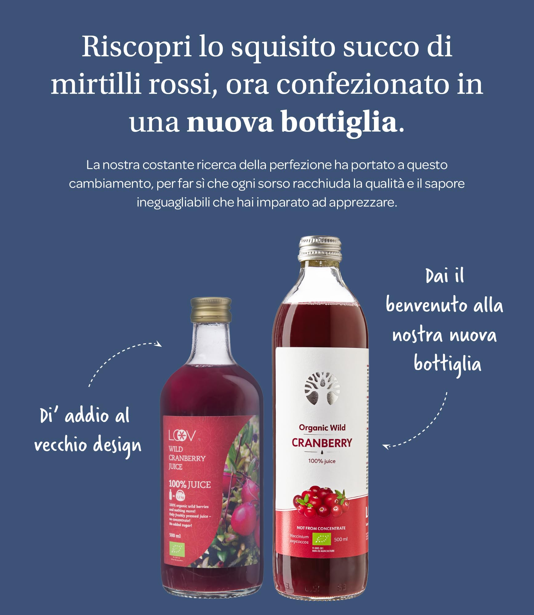 Succo di Frutta Biologico di Mirtillo Rosso Americano, 500 ml, Prodotto al 100% da Bacche Direttamente Pressate, Senza Aggiunta di Acqua o zucchero, Bacche Selvatiche Provenienti da Foreste Nordiche