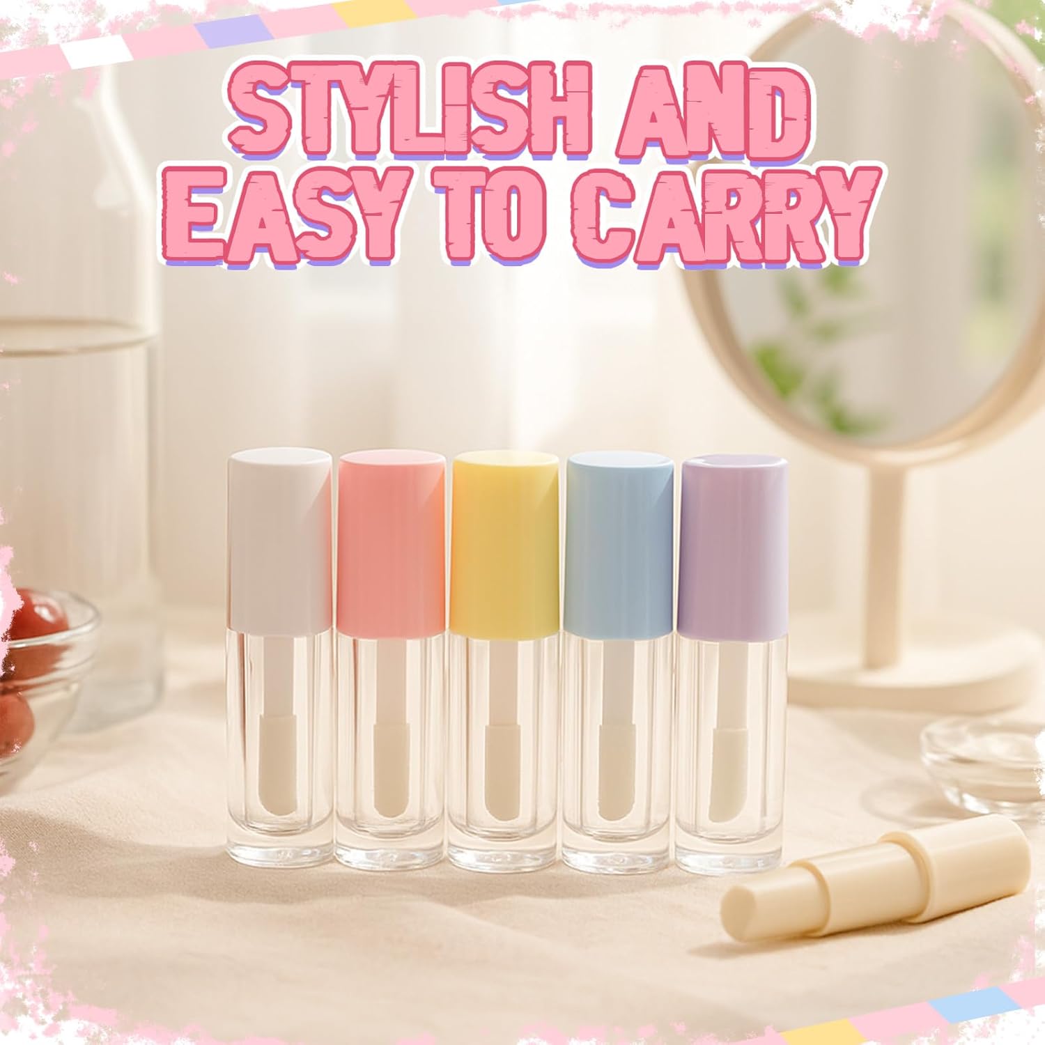 Tatuo 30 Pcs Colorful 6ml Empty Lip Gloss Tubes with Wand Bulk Lip Refillable Gloss Containers Cosmetic Bottles with Rubber Stoppers for Lipstick Eyelash Growth Liquid DIY Makeup Kit
