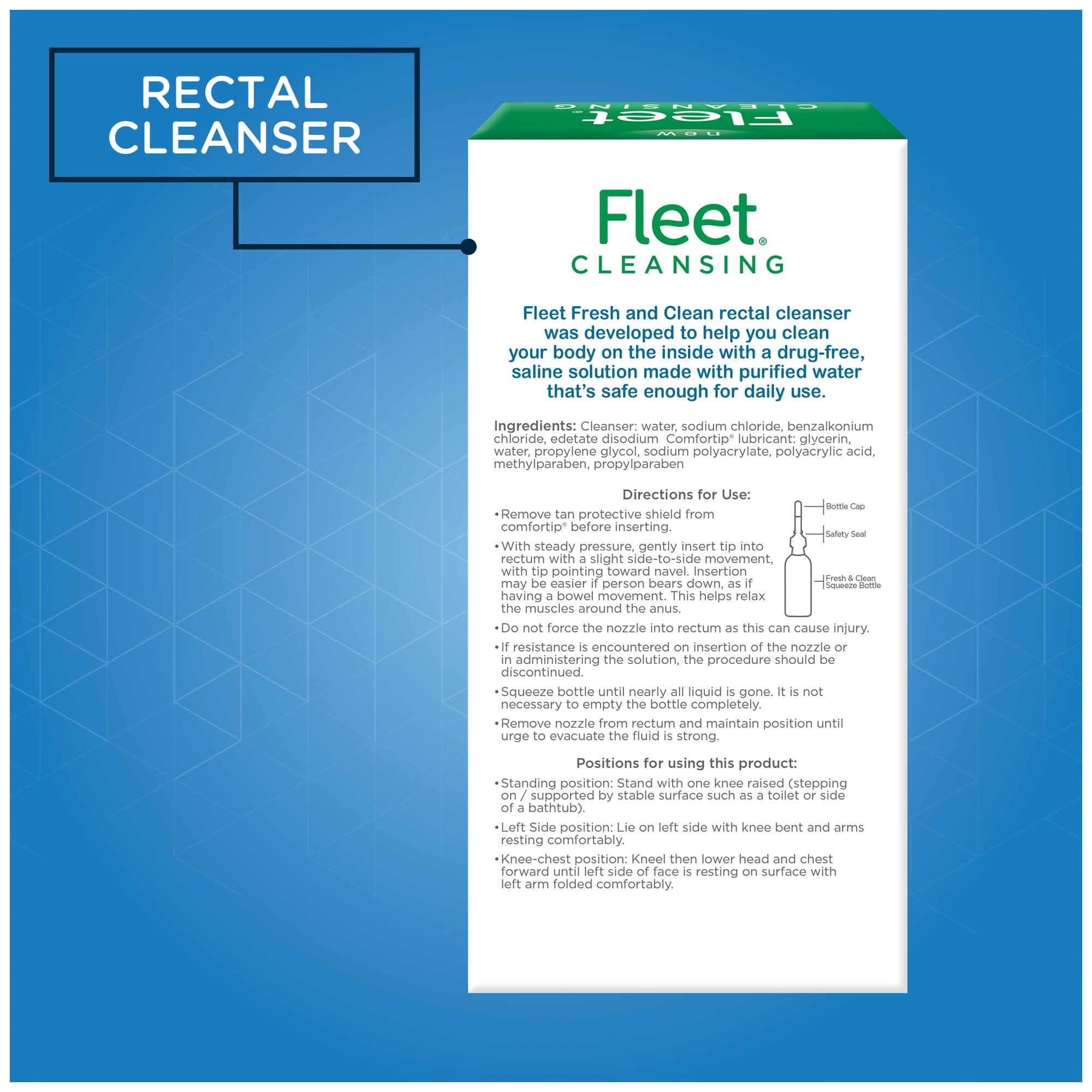 Fleet Fresh and Clean Saline Rectal Cleanser, Saline Solution Anal Douche, 2 Douche Bottles, 4.5 Fl Oz