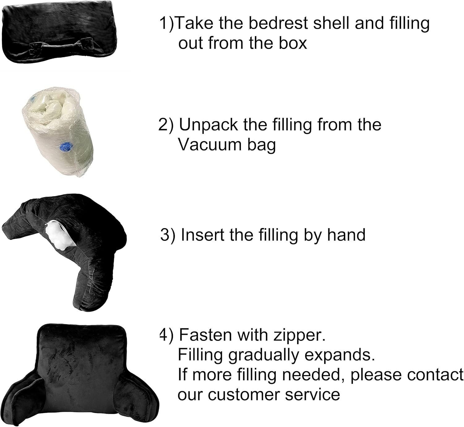 Home Soft Things Super Soft DO IT Yourself Bed Rest Reading Pillow Cover and Filling, Lounger Backrest Pillow for Sitting in Bed with Arms Pockets, 20" x 18" x 17", Black : Home & Kitchen