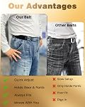 Buckleless Belt for Men Tactical Metal Hook Elastic Buckle Less Loops with Hooks Adjustable Women Generic Belts Side Unisex Waist Invisible Belttactical Outdoor Comfortable 4PCS