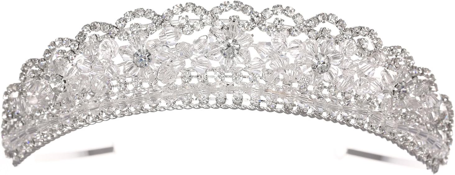 SAMKY Bride's Wedding Headpiece Bridal Tiara Crown Rhinestone Crystal Hair Accessories for Woman