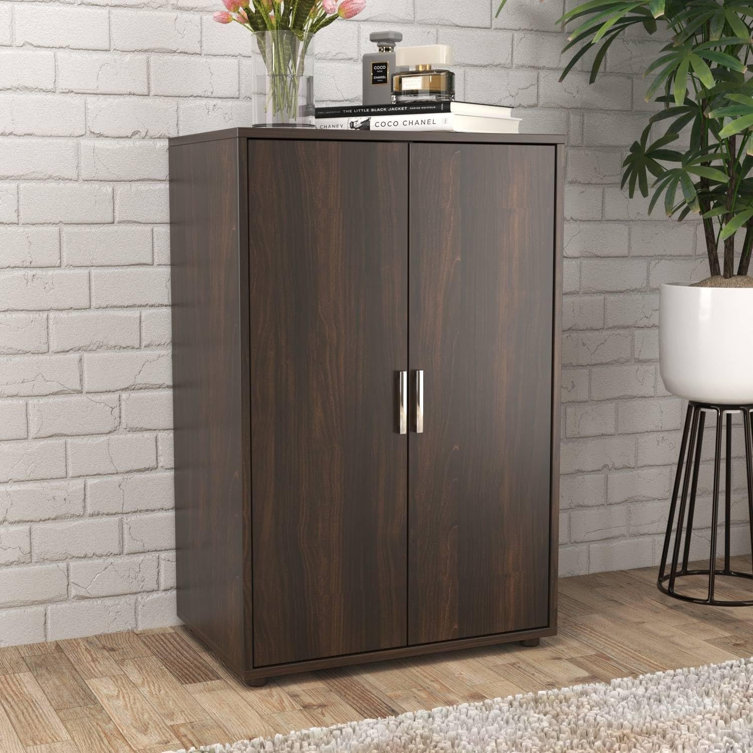NIKITA WOOD Engineered Wood Multipurpose Cupboard Kitchen Cabinet Book Shelf Almirah Wardrobe Storage Cabinet for Storage of Kitchen Items Crockery Books Clothes (Brown) (Assemble IT Yourself)-image-25