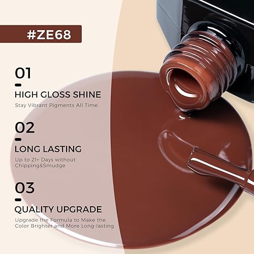 Miniatura 3 de TOMICCA Esmalte de uñas de gel marrón oscuro, 0.5 onzas líquidas, esmalte de gel de color otoño e invierno, secado rápido, esmalte de gel neutro UV