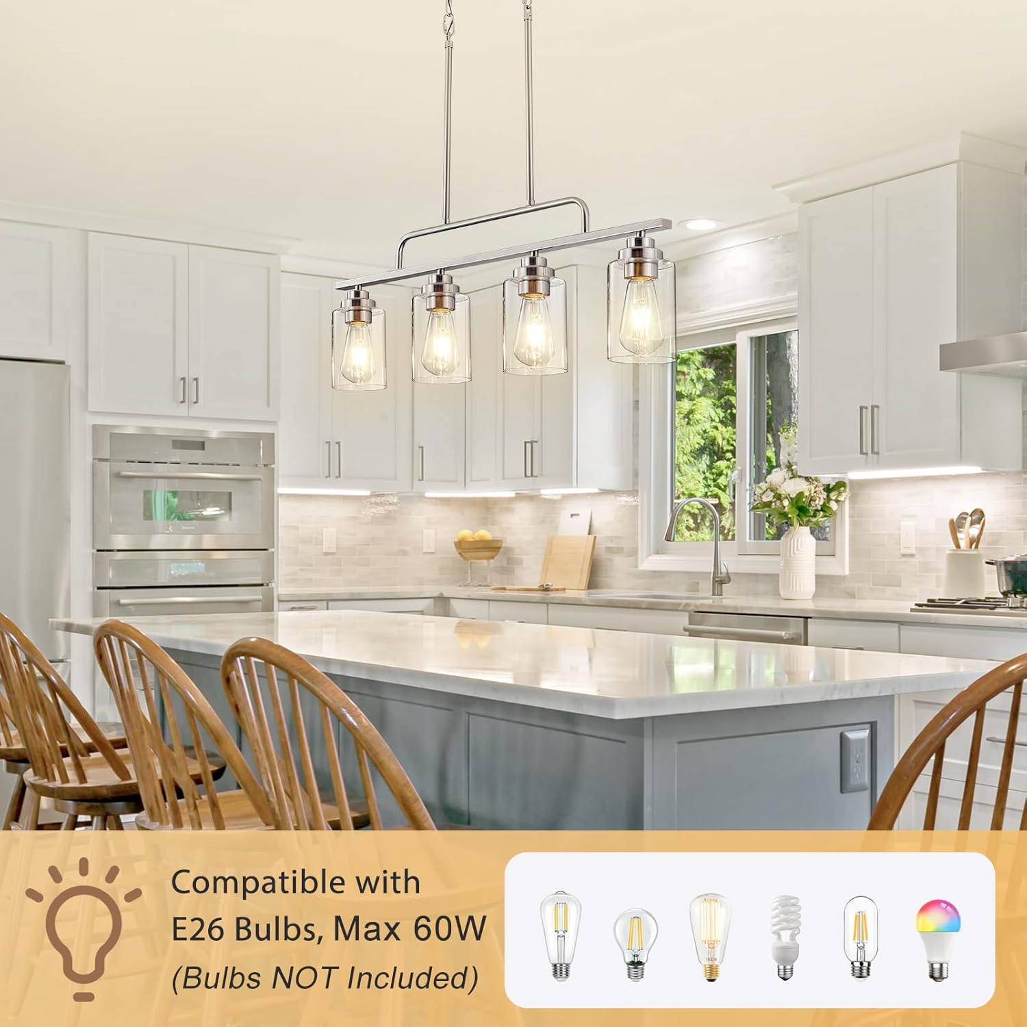 Dining Room Light Fixture - Black 5-Light Farmhouse Chandelier Kitchen Island Lights Fixtures Modern Linear Chandeliers Hanging Pendant Lighting Over Table for Dining Room