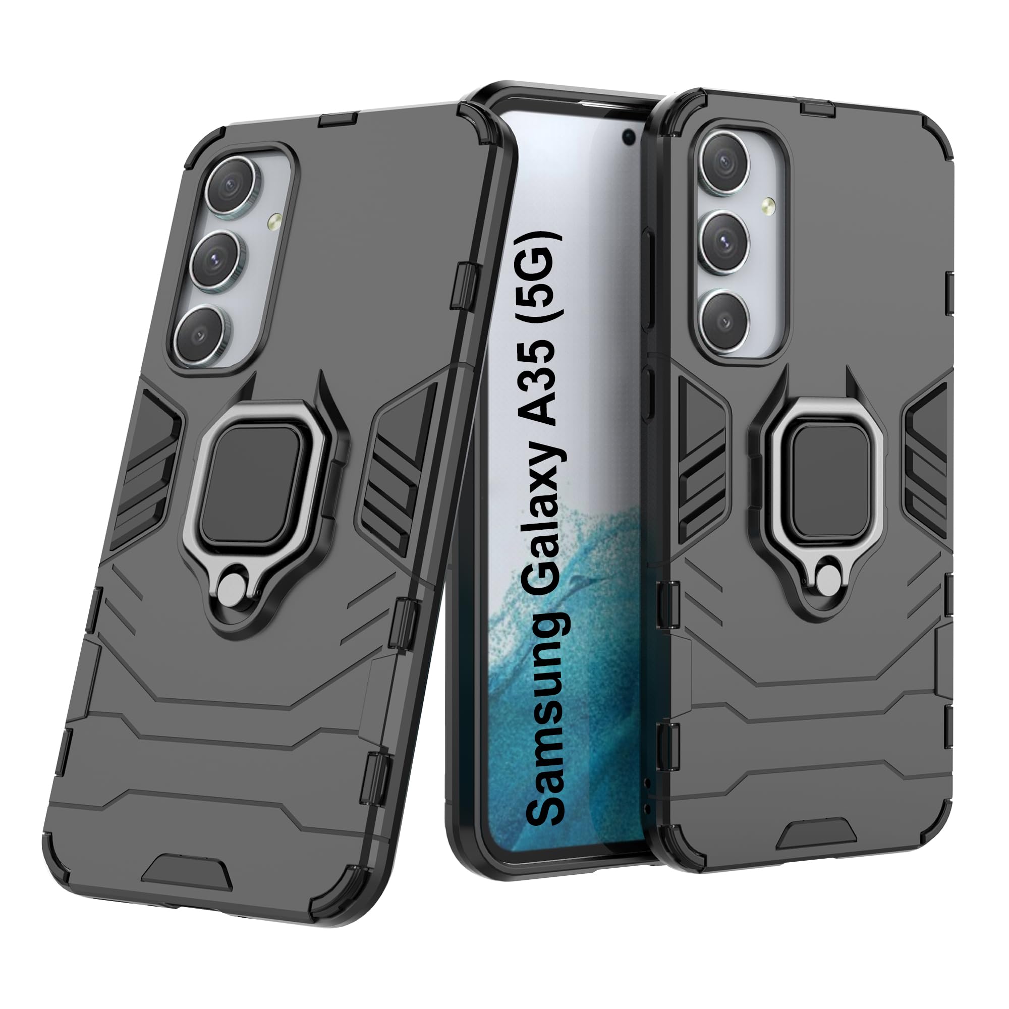 CEDO Rugged Samsung Galaxy A35 (5G) Defender Case | Rotating Ring Holder & Kickstand in-Built | Military Grade Armor | Bumper Back Cover (Black) (B0D114FXMJ) Amazon Price History, Amazon Price Tracker