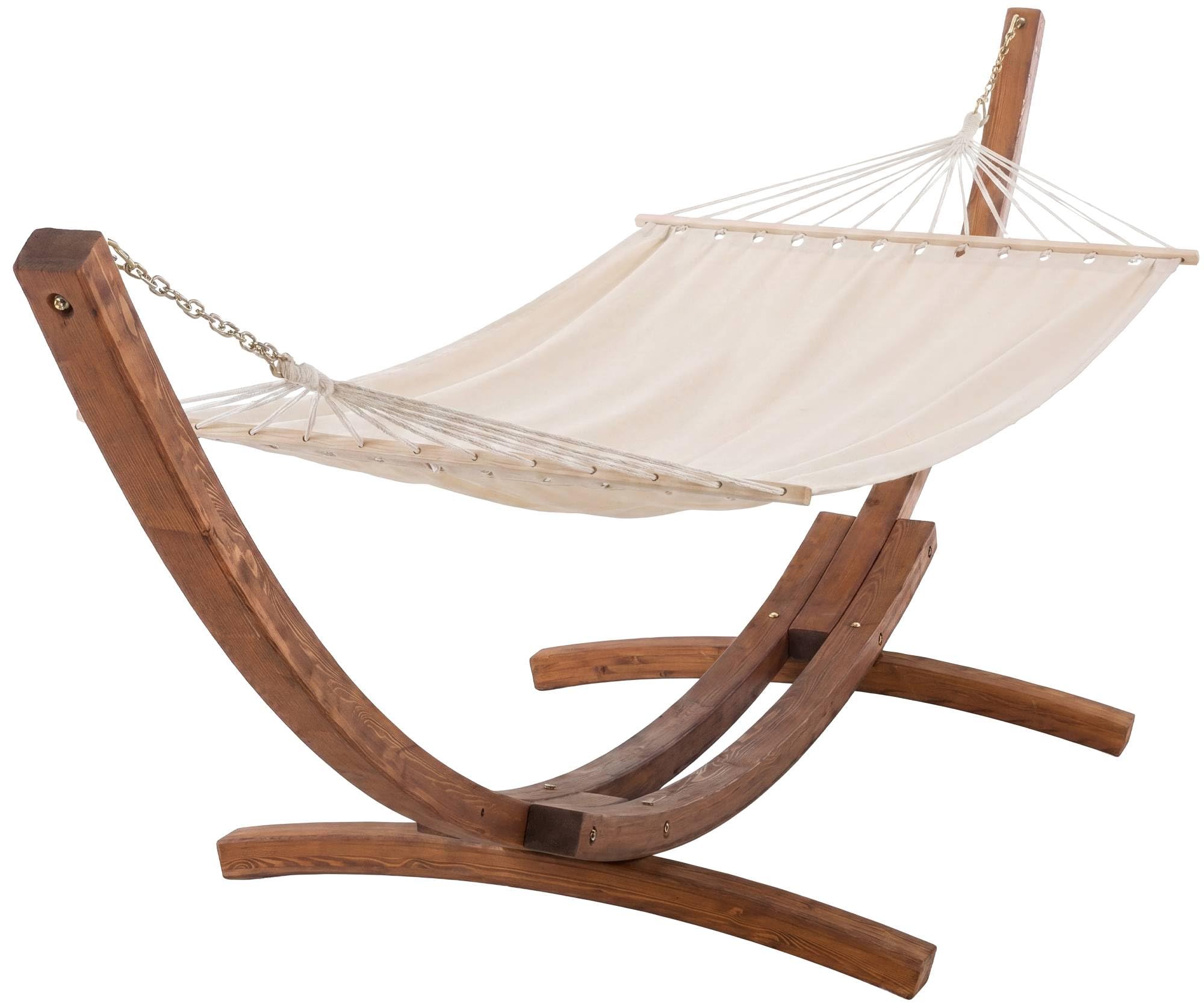 CLP Hamac sur Support Miramar avec Structure en Eucalyptus, Charge Max 150 kg, Ideal Jardin, terrasse, Balcon, Couleur:crème