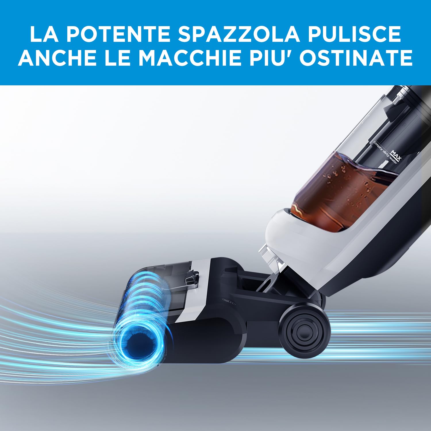 Midea Wet & Dry Aspirapolvere X6, 3-in-1 Pulitore per Pavimenti autopulente, Bianco e Nero, doppi serbatoi da 0.6 L e 0.4 L, 190 W, 400 milliliters, 80 decibeles