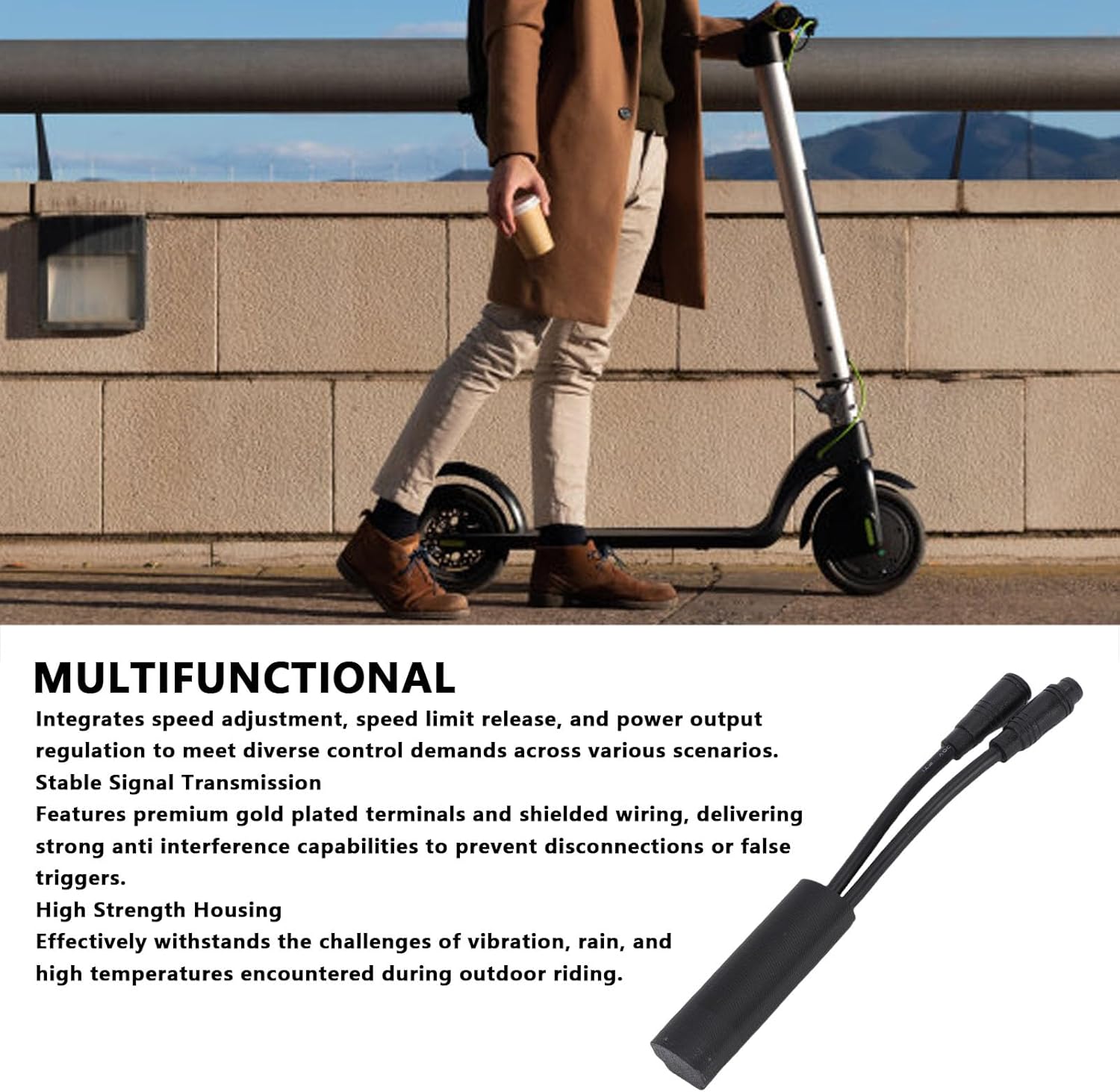 Speed Limit Release Cable, Plug and Play Multifunction Control Cable with Rubber Housing for Electric Scooter Acceleration and Control