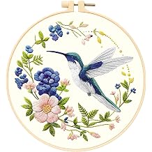 WUSARPLY Hummingbird Embroidery Kits for Beginners with Flower Pattern