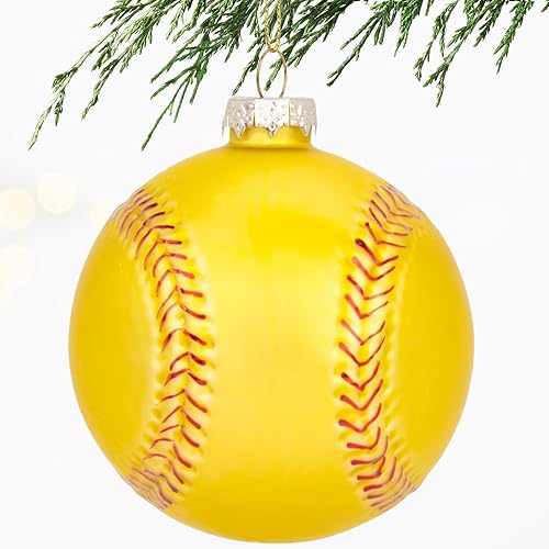 Vista 8 de Adorno de baloncesto navideño de vidrio soplado de 3.15 pulgadas, decoración de pequeña mini pelota deportiva pintada a mano 2025 para niños