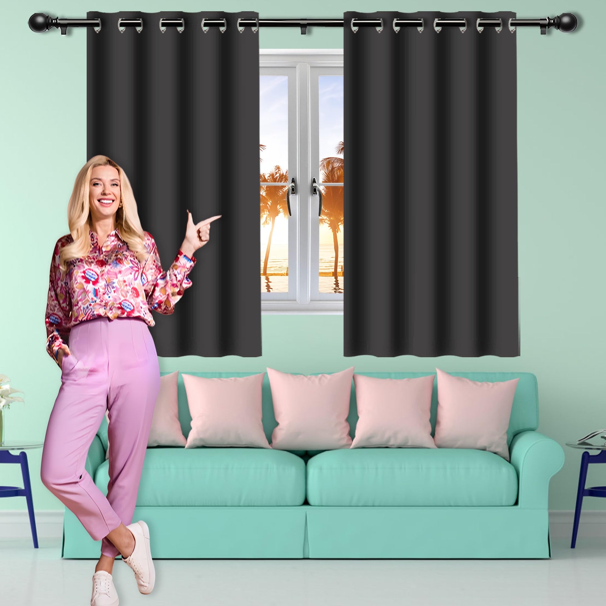 Rideaux isolants thermiques anti-froid à œillets pour préserver la chaleur du salon
