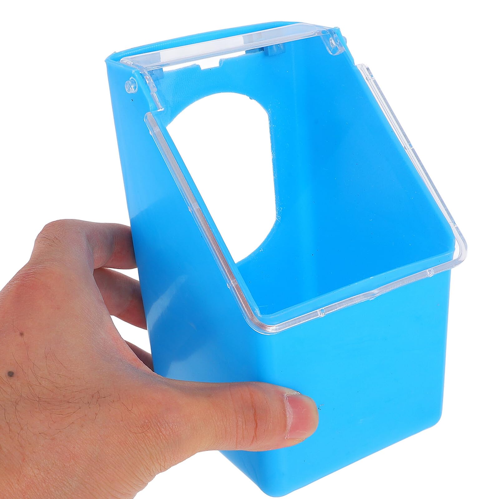 VANZACK 8 Piezas Comedero Colgante para Caja Alimentadora Multifuncional con Tapa Plástico Resistente Fácil de Colgar para Jaulas de Aves Domésticas Azul y