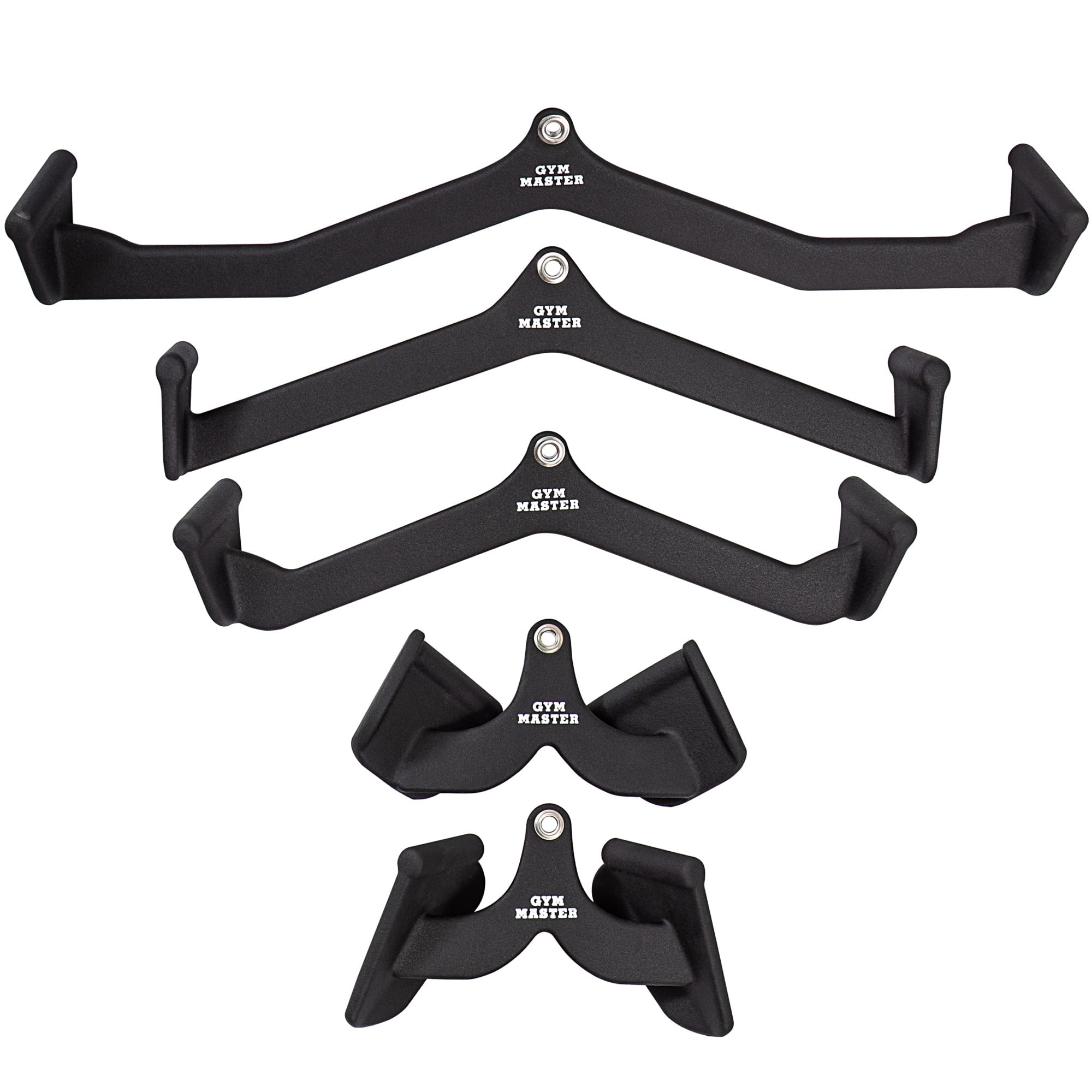 GYM MASTER Lat Pull Down Cable Machine Attachment Handle Max Grips - Set of 5