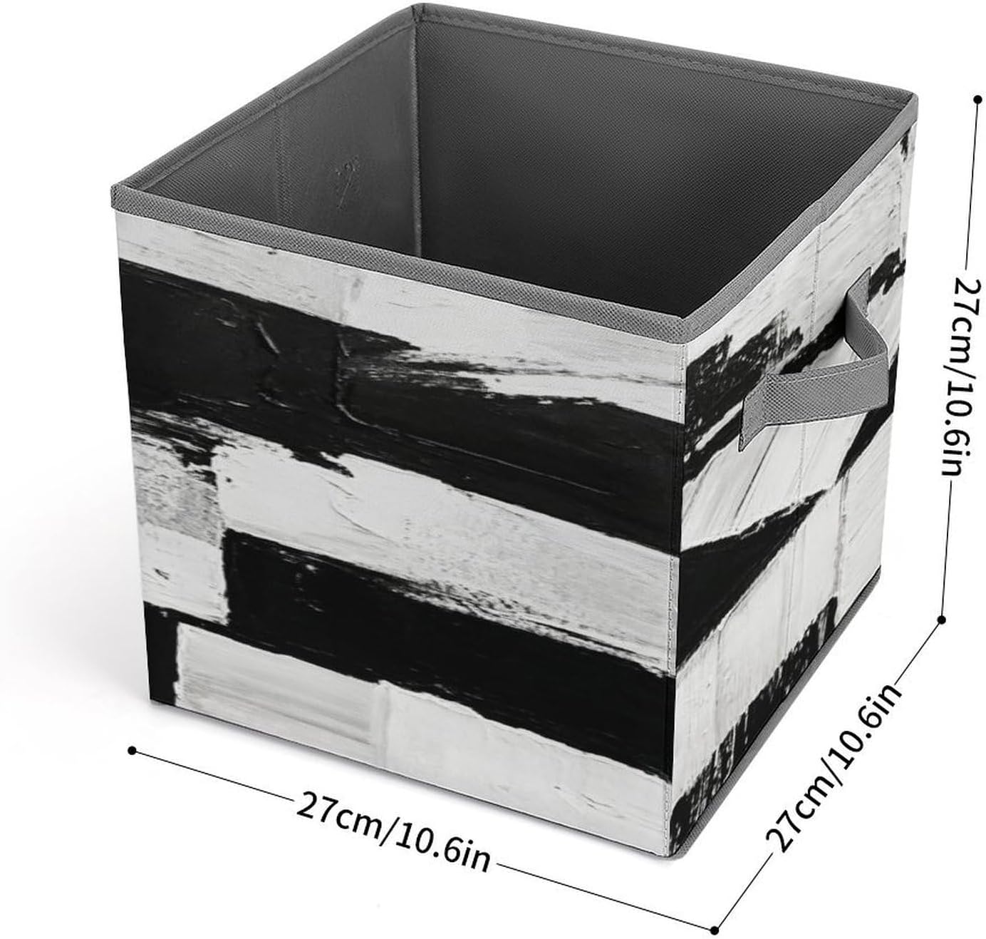 Black And White Fabric Bins Storage Basket Square Baskets | Storage Bin with Double Handles,Cube Collapsible Organizers for Organization,Closet,Shelves,Offices