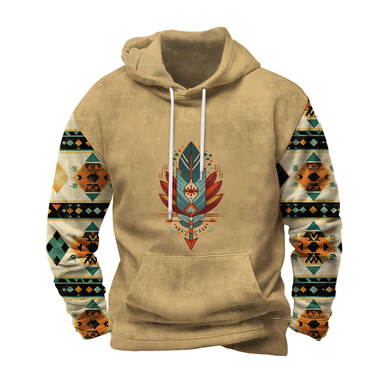 Mens Graphic Printed Hoodie Casual Long Sleeve Drawstring Hooded Sweatshirt Loose Fit Trendy Pullover for Fall