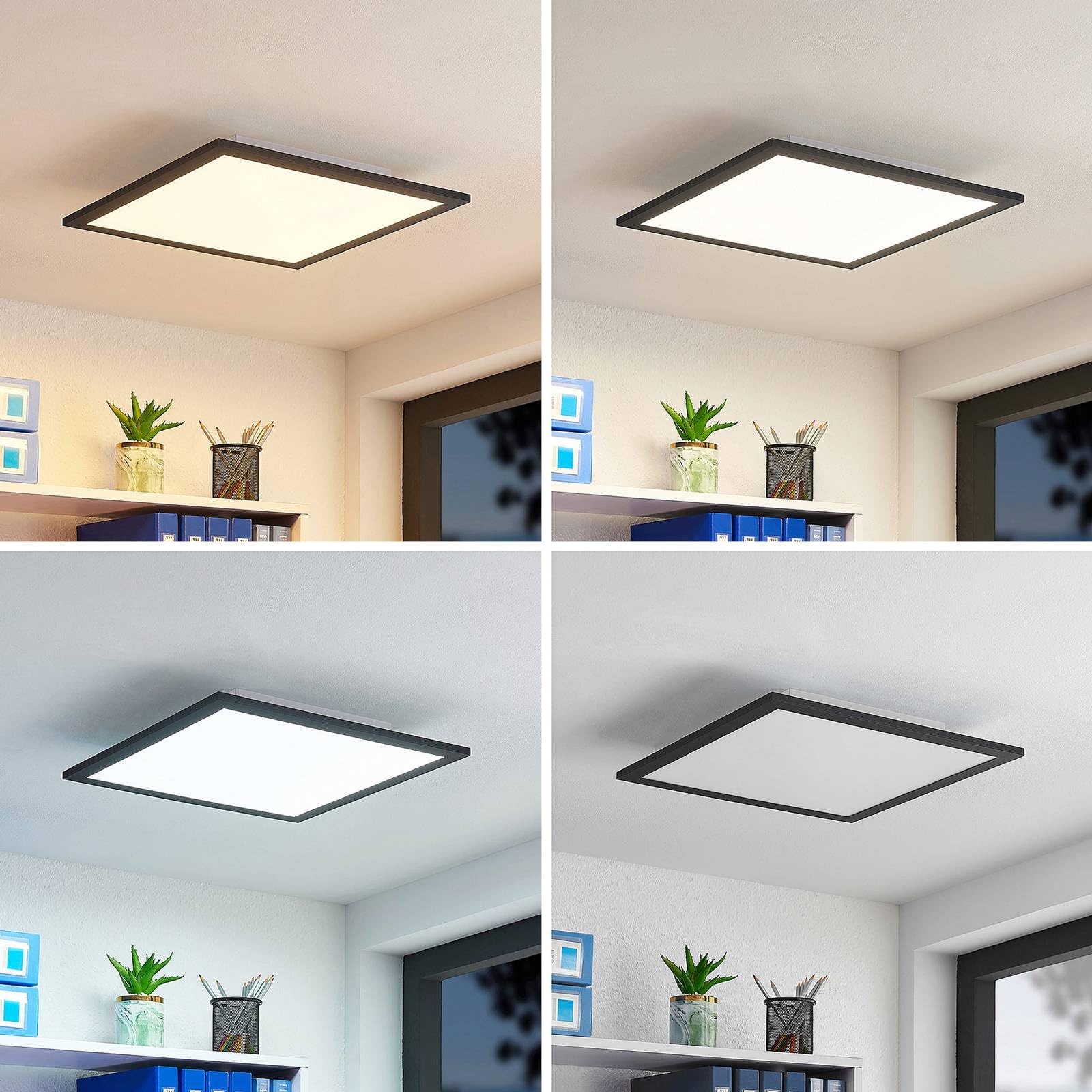 Lindby Pannello LED dimmerabile a controllo remoto (Moderno) colore Nero, in Alluminio ad es. Cucina lampadina inclusa lampada da ufficio per postazione lavoro plafoniera