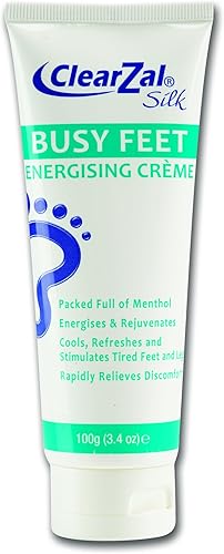 Clearzal Busy Feet - Crema energizante refrescante para pies, repleta de mentol para aliviar el dolor de pies cansados y doloridos, refresca y