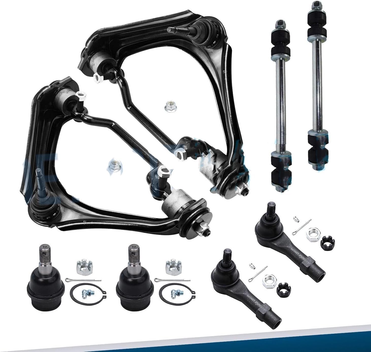 Torchbeam 8Pcs Front Upper Control Arms, Suspension Kit with Ball Joint Tie Rod for Explorer 2002-2003, Mountaineer 2002-2003, Replace for K620225 K620224 K8695