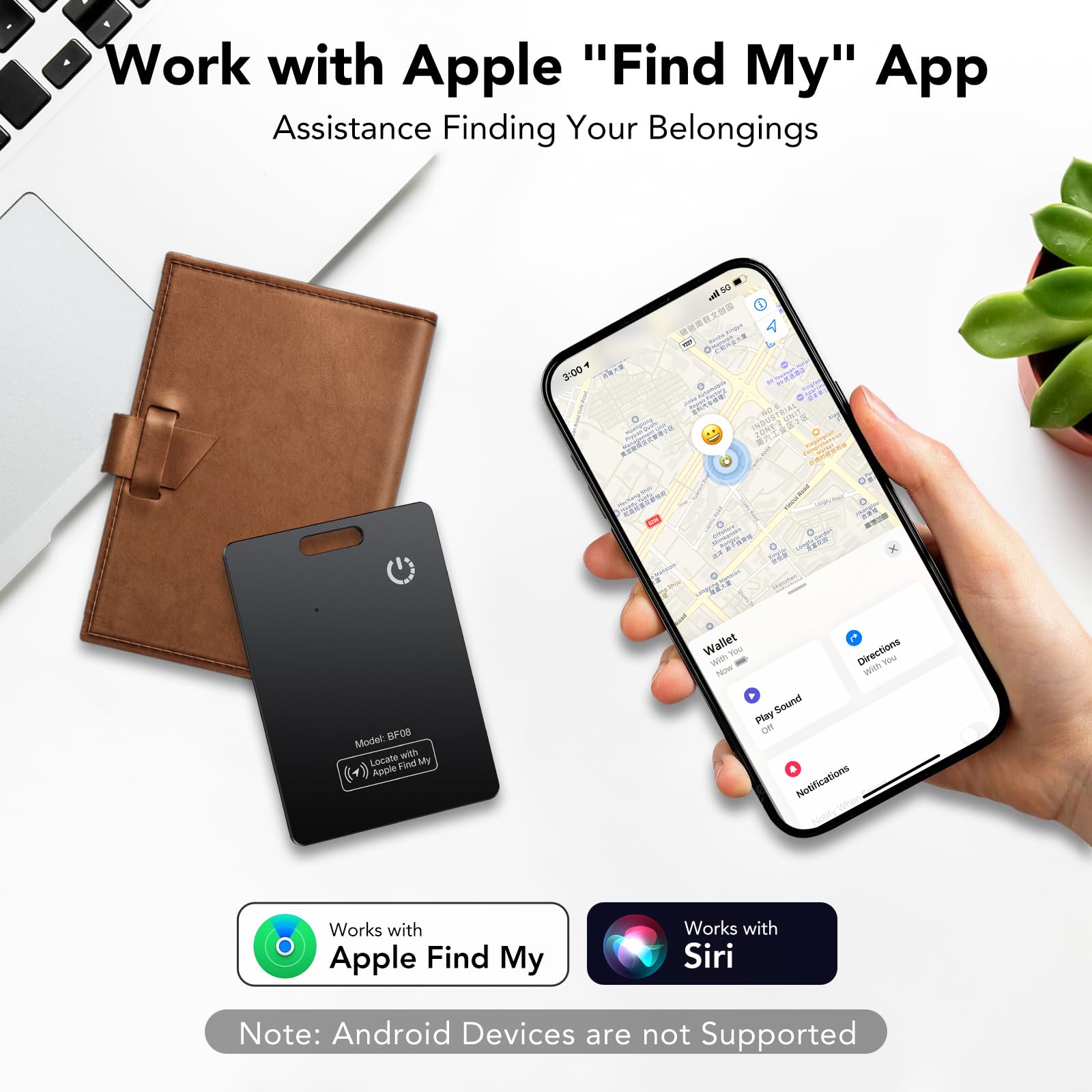 CASCHO 2 Pack Wallet Tracker Karte | MFi-zertifizierte Air Smart Tag Card, Kompatibel mit Apple Wo ist? App (nur iOS), Wiederaufladbarer Geldbörsen Tracker Karte für Wallet, Reisepässe, Gepäck,Schwarz