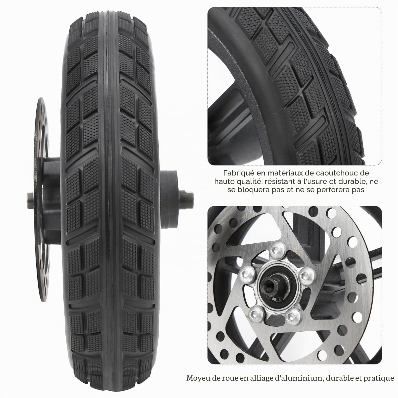 Akozon Roues de scooter électrique, roue arrière de 8,5 pouces pour Pro+pneus+frein à disque 120 mm Kit de remplacement Roue arrière de scooter électrique Anti-explosion +