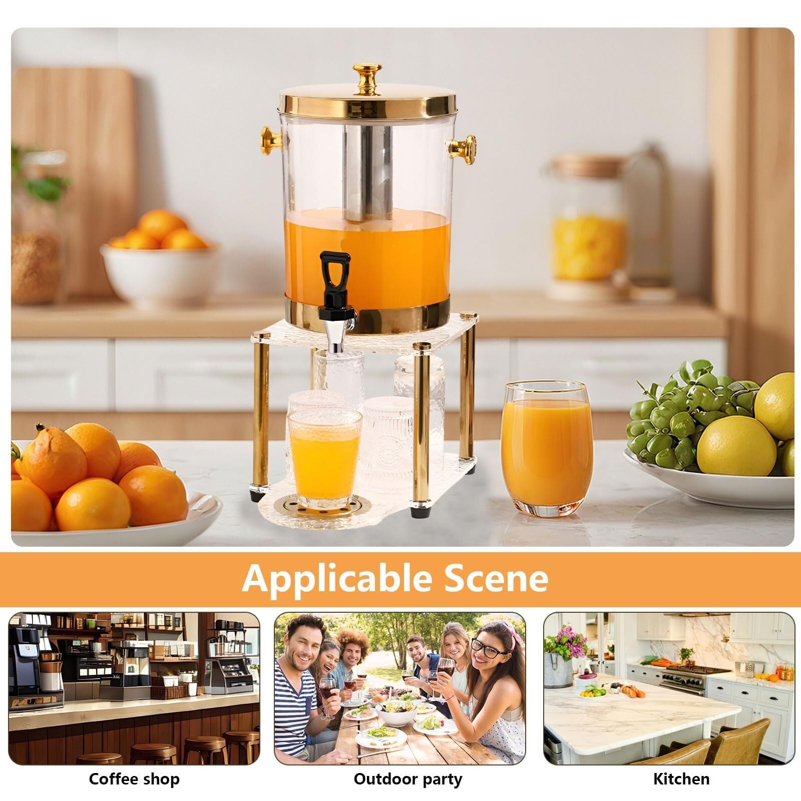 Dispensador de bebidas transparente, cerveza, agua, zumo, bebidas frías, cócteles con tapa hermética y soporte for grifo for fiestas de Buffet