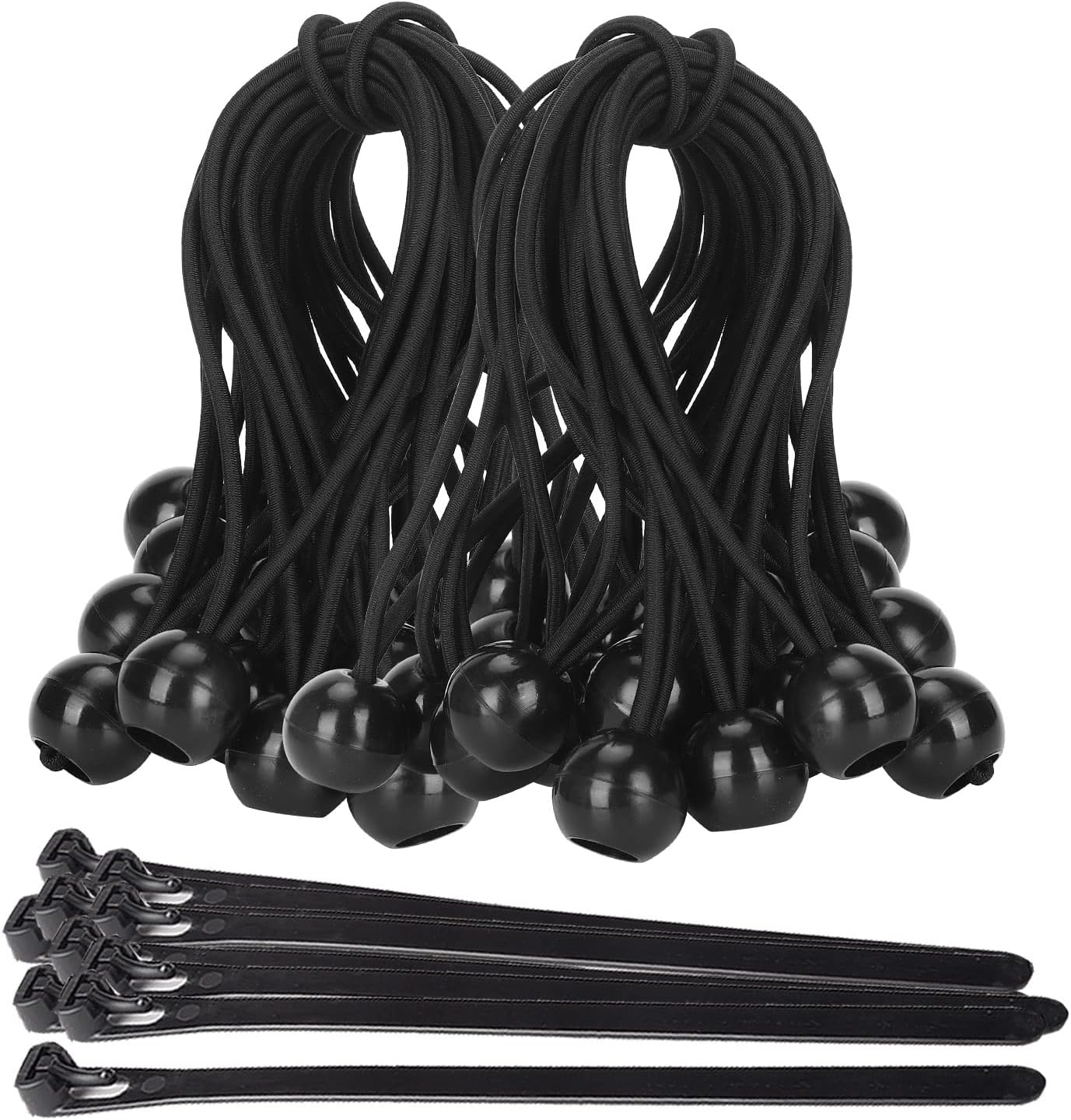 Mivofo 6inch Ball Bungee Cords Outdoor 50 Pack, UVResistant Tarps Tie