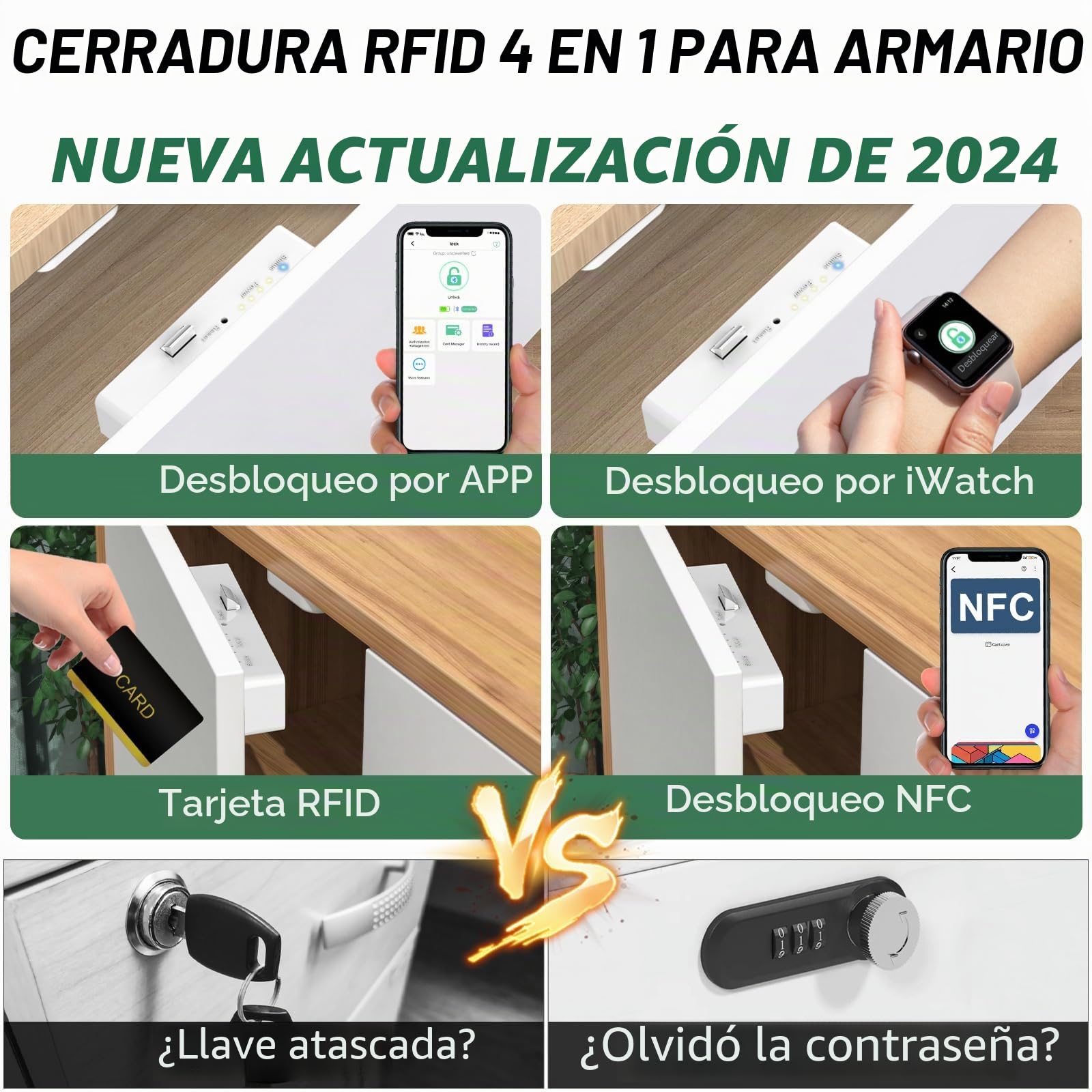 Eseesmart Cerradura inteligente oculta para armario, con Bluetooth, RFID, a prueba de bebés, para licor, archivador, cocina, taquilla sin llave