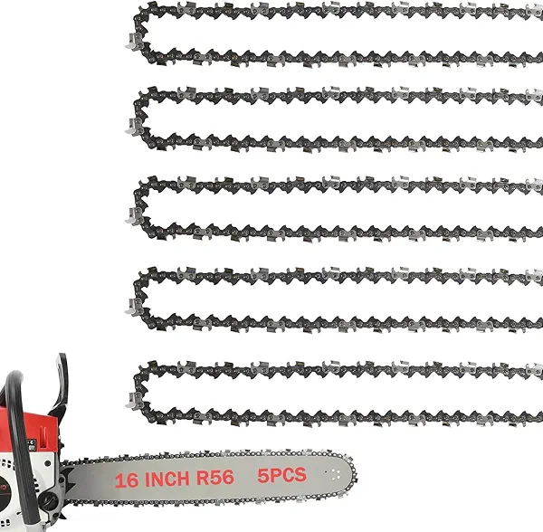 5 Pack Milwaukee Chainsaw Chain 16 Inch 3/8" LP Pitch .043" Gauge 56 Drive Links Fits Milwaukee, EGO, DeWalt, Greenworks, Poulan, Craftsman, Echo and more