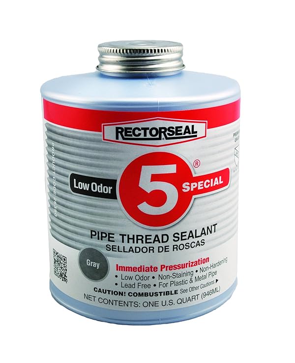 RectorSeal No. 5 26390 Pipe Thread Sealant, Lubricates & Protects Threads, Soft Setting, Slow Drying, & Permits Easy Breakout, Contains No Other Metals, 1 Quart by Rectorseal - Used condition - US$18.07