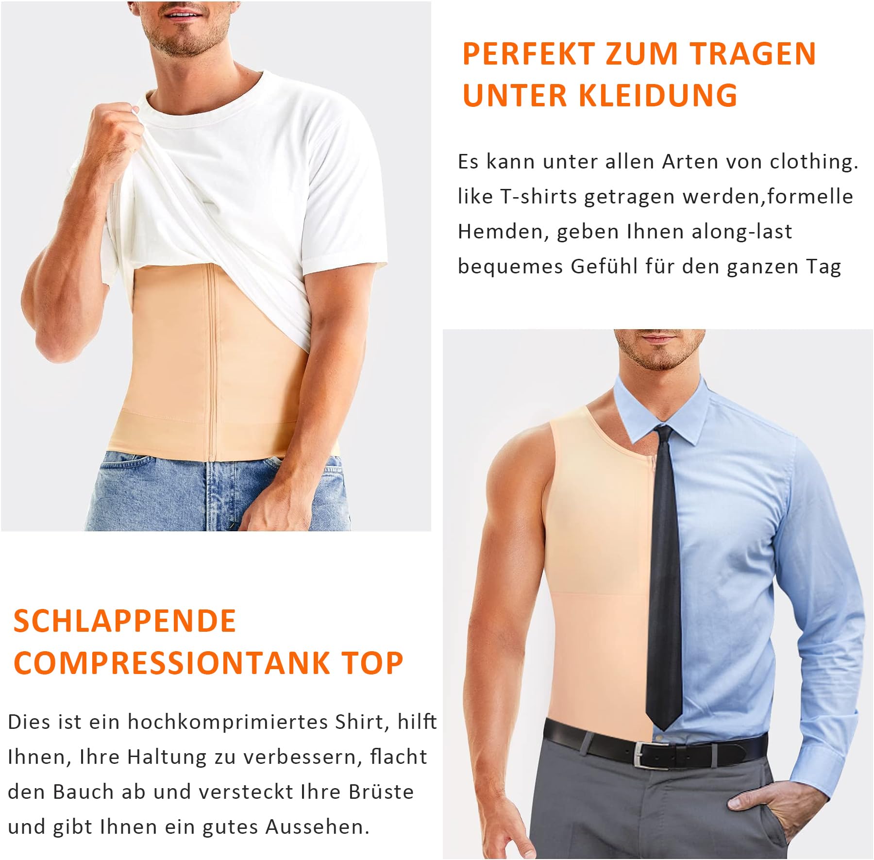 Gotoly Camiseta Reductora Hombre Compresión Faja Chaleco Faja Reductora Camiseta Elástica para Abdomen Ropa Interior Reductora Hombre Body Shaper
